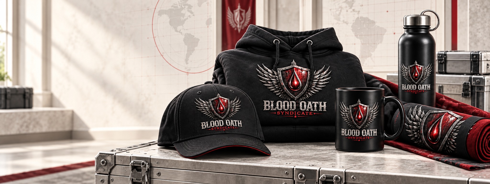 Blood Oath Syndicate merchandise in the Field Command armory